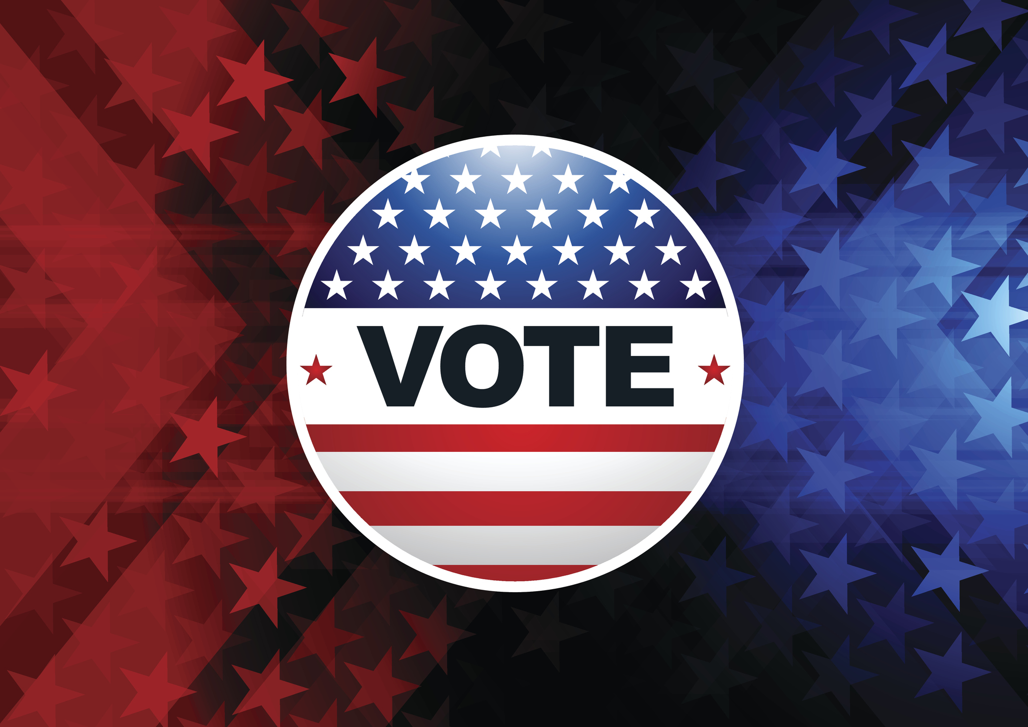USA Election Vote Button with star shape background