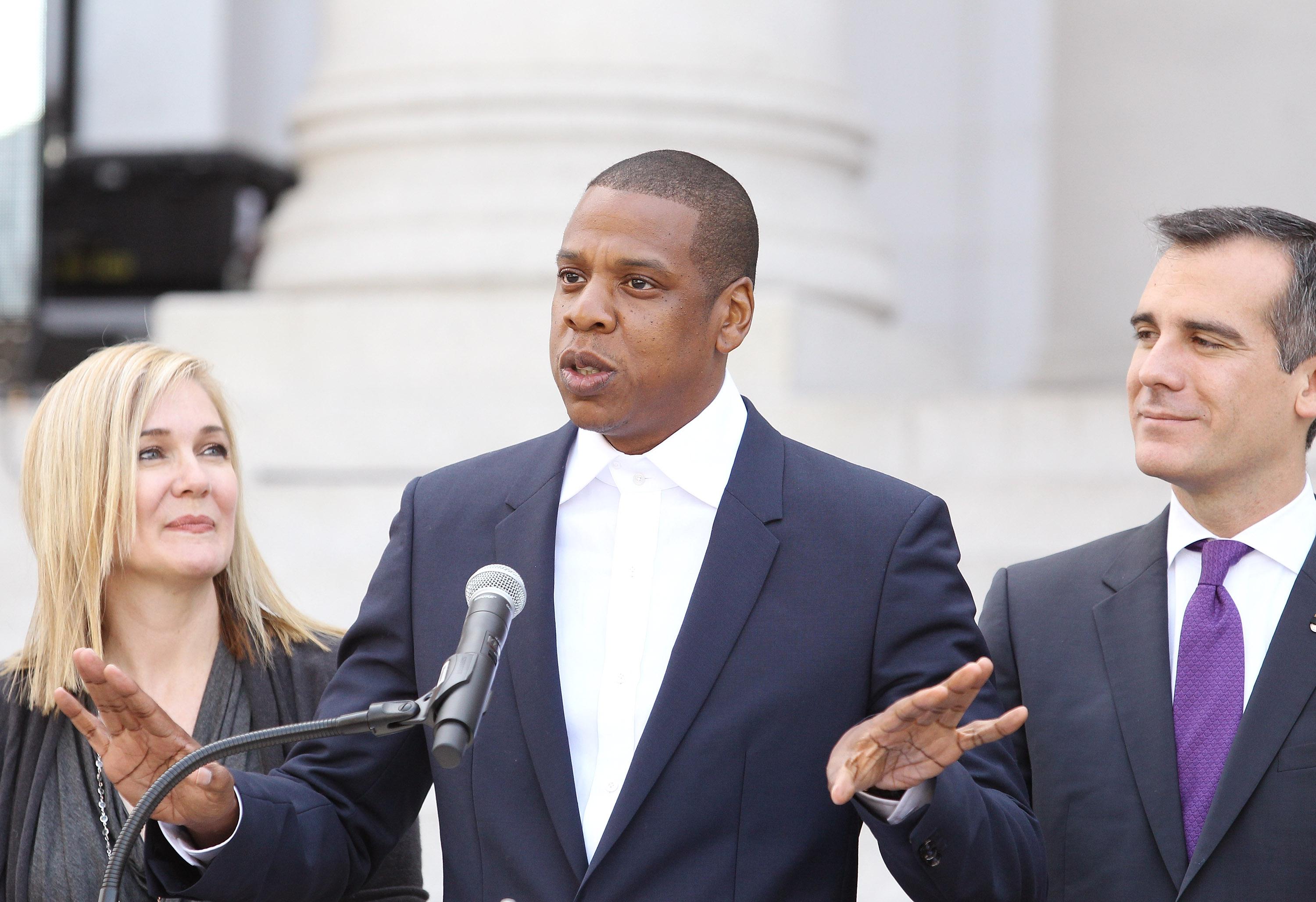 Shawn 'Jay Z' Carter Makes Announcement On the Steps Of City Hall Downtown Los Angeles
