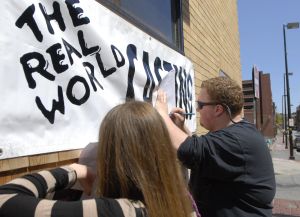 Katie Stickney of Saco, and KJ Hurtubise of Kennebunk fill out applications for MTV's 'The Real Wor...